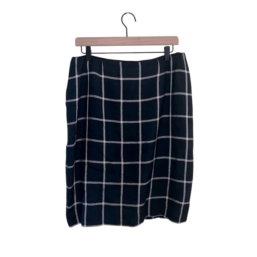VNTG CARLISLE black and white plaid pencil skirt with back zip 14 preppy 80s